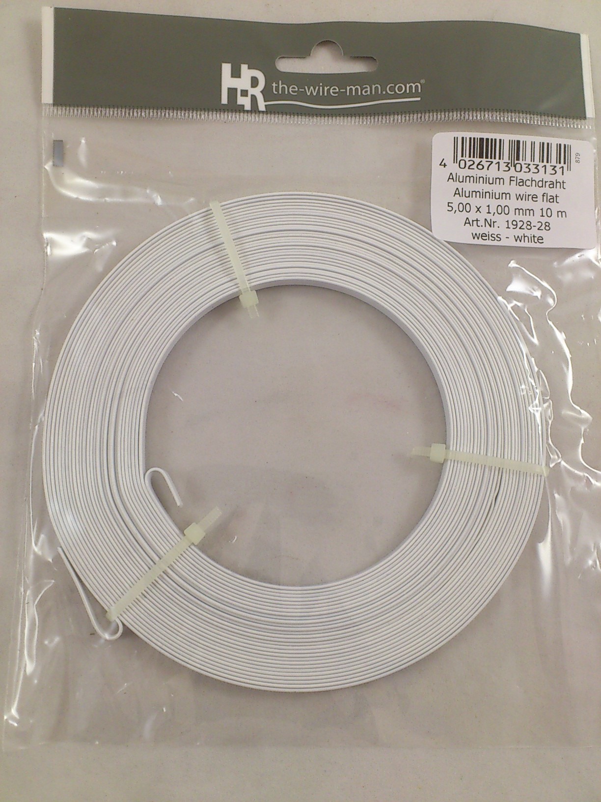 Aluminium wire flat 5mmx10m. white